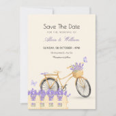 Paarse lentebruiloft save the date (Voorkant)