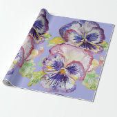 Paarse lentesbloemen bloemen Waterverf Cadeaupapier (Uitgerold)