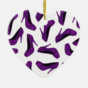 Paarse leopard Animal Print High Hiel Shoes Print Keramisch Ornament