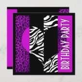 Paarse leopard Black en White Zebra (Dierafdrukken Kaart (Voorkant / Achterkant)