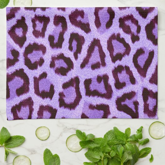 Paarse leopard Pattern Theedoek (Gevouwen)