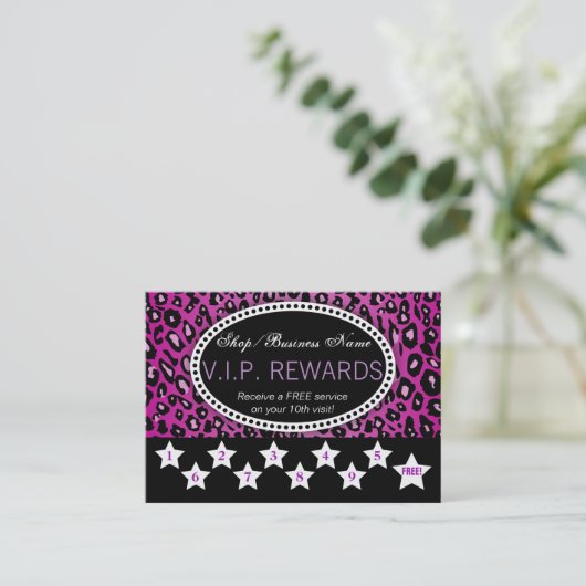 Paarse leopard Print 10e Visit Loyalty Rewards (Staand voorkant)
