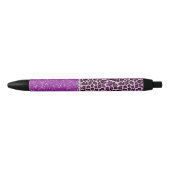 Paarse leopard Print Glitter Zwarte Inkt Pen (Voorkant)