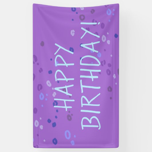 Paarse Leopard Print "Happy Birthday" Spandoek (Verticaal)