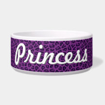 Paarse leopard Print Pet Bowl - Gepersonaliseerd
