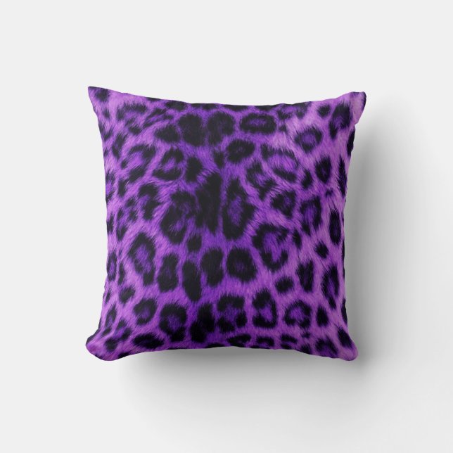 Paarse leopard Print Pillow Kussen (Voorkant)
