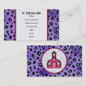 Paarse leopard Print Teacher Mode Visitekaartje (Voorkant / Achterkant)