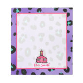 Paarse leopard Print Teacher Notitieblok (Voorkant)
