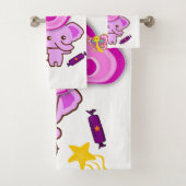 Paarse lephant Bathroom Towel sets Bad Handdoek (Insitu)