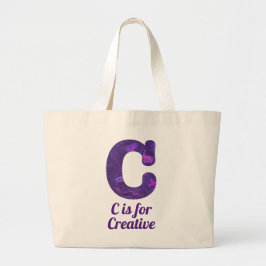 Paarse letter C is voor creatief monogram Grote Tote Bag