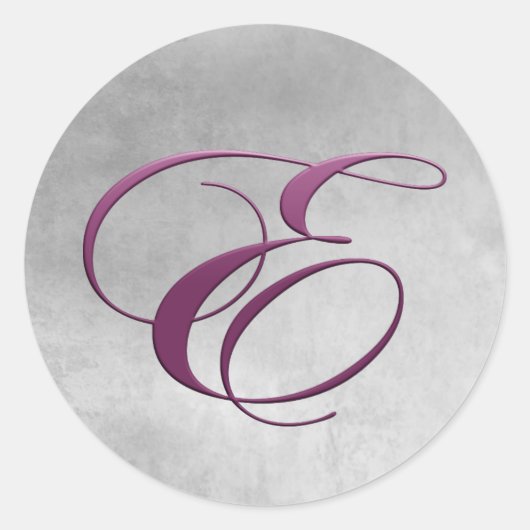 Paarse letter E Monogrammen Ronde Sticker (Voorkant)