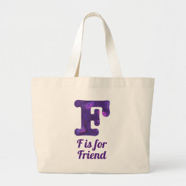 Paarse letter F is voor Friend Monogram Grote Tote Bag