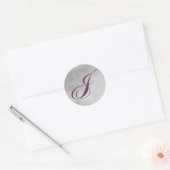 Paarse letter J monogram Ronde Sticker (Envelop)