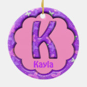 Paarse letter K Ornament w Butterflies~Aangepaste  (Achterkant)