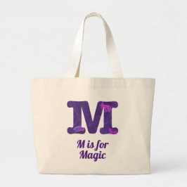 Paarse letter M is voor magische monogram Grote Tote Bag