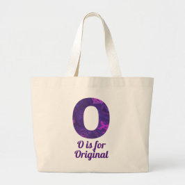 Paarse letter O staat voor origineel Grote Tote Bag