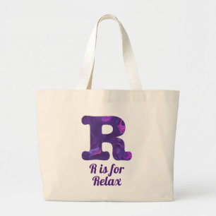 Paarse letter R staat voor Relax Grote Tote Bag