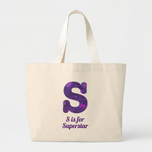 Paarse letter S is voor Superstar Grote Tote Bag