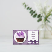 paarse leuke cupcake visitekaartjes (Staand voorkant)