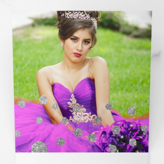 Paarse libel, Carriage Quinceañera Uitnodiging (Binnenzijde eerst)