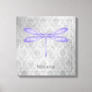 Paarse libel Damask Canvas Afdruk