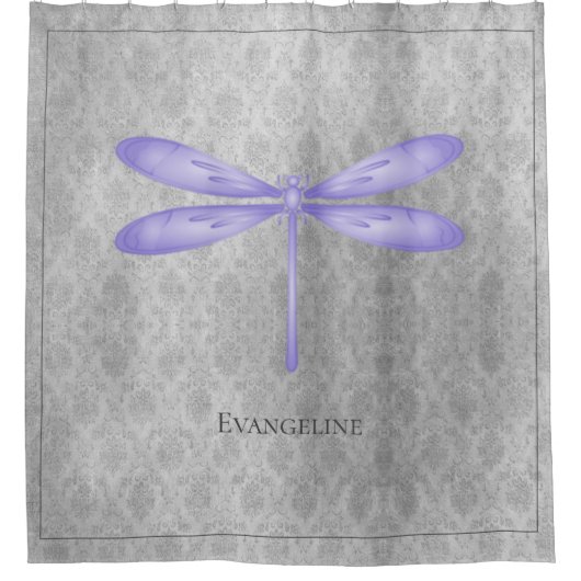 Paarse libel Damask Douchegordijn (Voorkant)