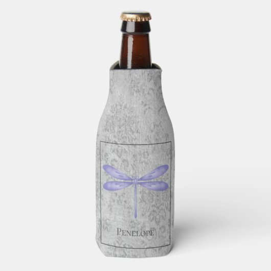 Paarse libel Damask Flesjeskoeler (Fles Voorkant)