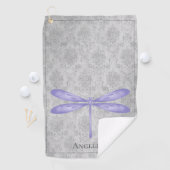 Paarse libel Damask Golfhanddoek (Insitu)