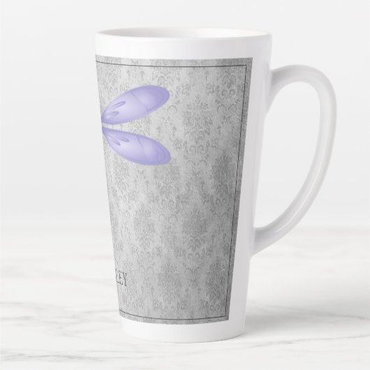 Paarse libel Damask Latte Mok (Rechts)