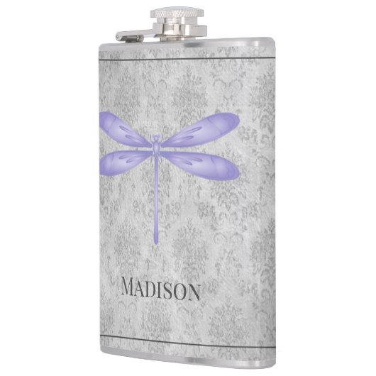 Paarse libel damast kolf heupfles (Links)