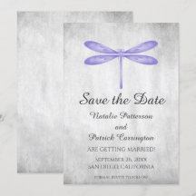 Paarse Libelle Save the Date Uitnodiging