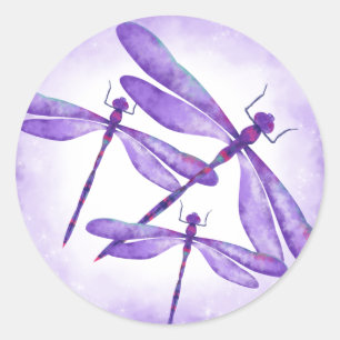 Paarse libellen Favor Sticker