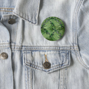 Paarse Libellen met Vleugels op Zachte Lichtgroene Ronde Button 5,7 Cm