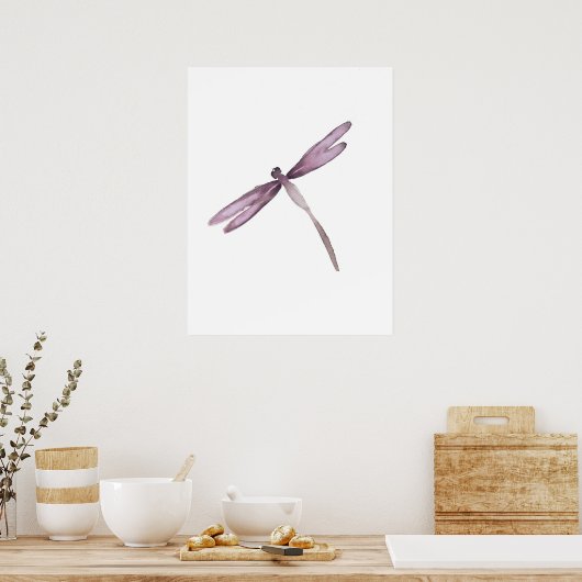 Paarse libellen met witte libellen poster (Keuken)
