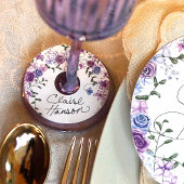 Paarse & Lichtblauwe Rozen Wijnglas Label Labels