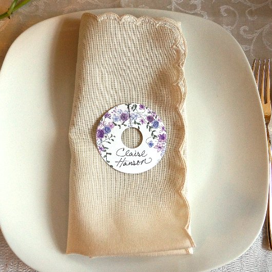 Paarse & Lichtblauwe Rozen Wijnglas Label Labels