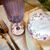 Paarse & Lichtblauwe Rozen Wijnglas Label Labels