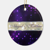 Paarse lichten gepersonaliseerde kerstversiering keramisch ornament (Links)