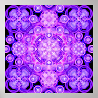 Paarse lichten Mandala Poster