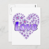 Paarse liefde en Daisies Briefkaart (Voorkant / Achterkant)