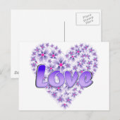 Paarse liefde en Daisies Briefkaart (Voorkant / Achterkant)