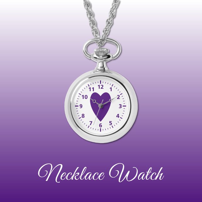 Paarse liefde hart Ketting Watch (Creator heeft geüpload)