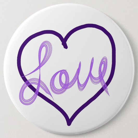 Paarse Liefde Hart Pin Buttonnen Ronde Button 6,0 Cm (Voorkant)
