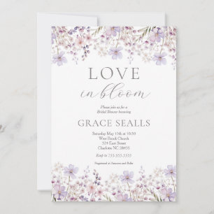 paarse liefde staat in bloei Bridal Shower Invitat Kaart