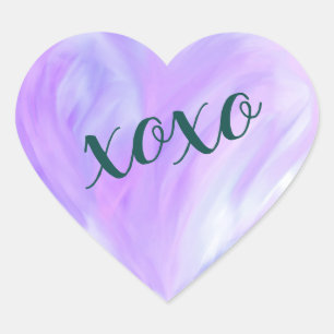 Paarse liefdeshart Xoxo Waterverf Geschilderd Hart Sticker
