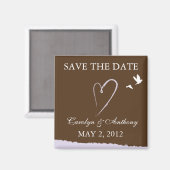 Paarse liefdesvogel SAVE THE DATE Magnet Magneet (Voorkant / Achterkant)