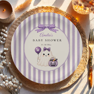 Paarse Lieve Geest Halloween Baby Shower Papieren Bordje