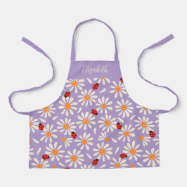 Paarse Lieveheersbeestjes & Madeliefjes Persoonlij Schort