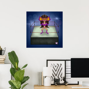 Paarse Lightning brunette luchadora worstelaar Poster