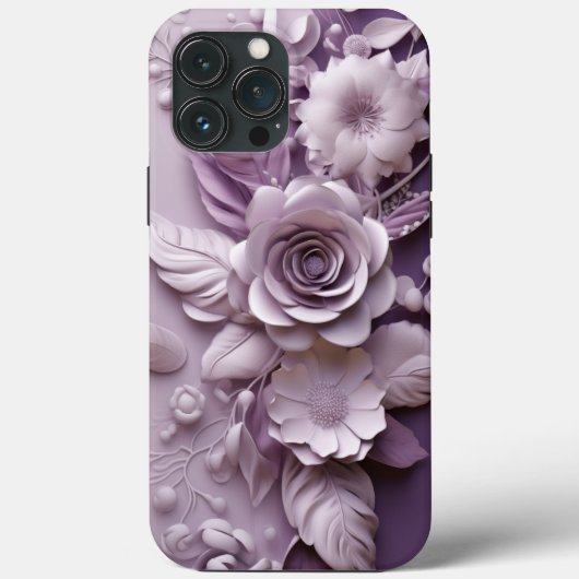 Paarse Lila bloemen 3D Case-Mate iPhone Case (Achterkant)